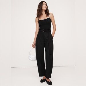 NWT! Banana Republic Black High-Rise Barrel Tencel-Linen Pant - Multiple Sizes